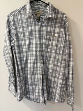 Men's Plaid Long-Sleeve Button-Down Shirt in Gray